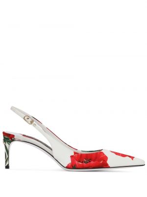 Полуотворени обувки на цветя с принт с отворена пета Dolce & Gabbana