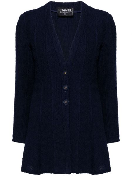 Cardigan en laine péplum Chanel Pre-owned bleu