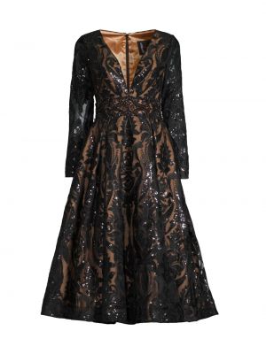 Платье с вышивкой с пайетками Mac Duggal черное