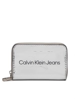 Peněženka na zip Calvin Klein Jeans stříbrná