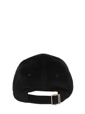 Памучна шапка с козирки от рипсено кадифе Saint Laurent черно