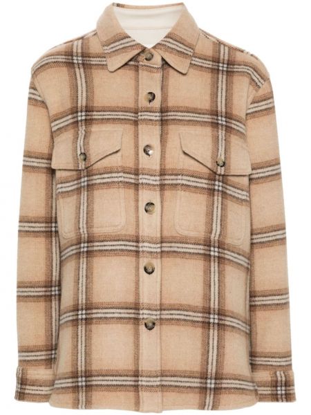 Kockovaný kabát Isabel Marant hnedá