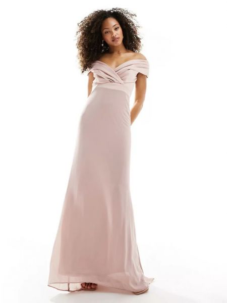 Приталенное длинное платье Tfnc розовое