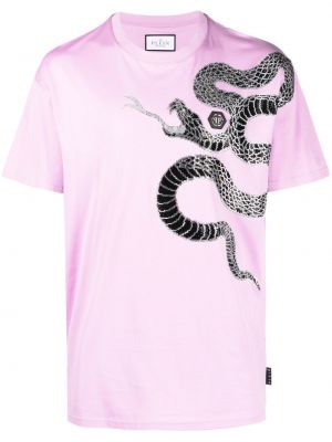 T-krekls ar apdruku ar čūskas rakstu Philipp Plein violets