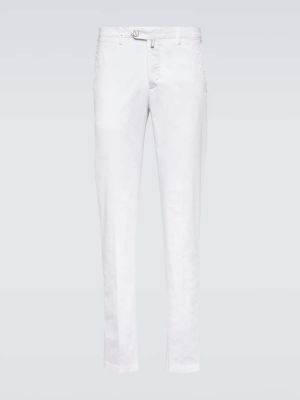 Pantalones rectos de algodón Kiton blanco