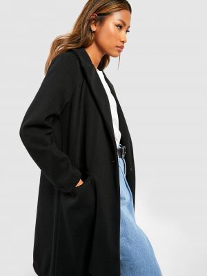 Приталенное пальто в елочку Boohoo черное