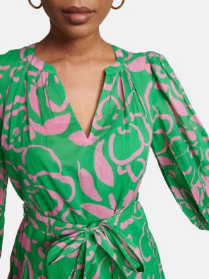 Mini vestido de terciopelo‏‏‎ de algodón de flores Velvet verde