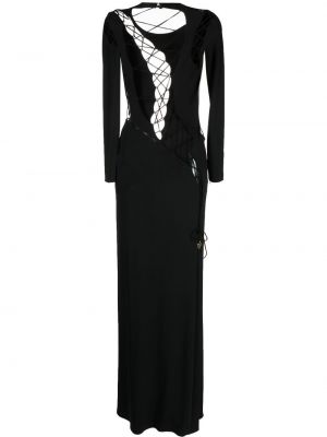 Čipkované šnurovacie mini šaty Dundas čierna