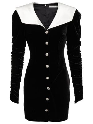 Žametna mini obleka iz rebrastega žameta Alessandra Rich črna