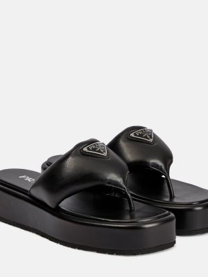 Sandali di pelle con platform Prada nero