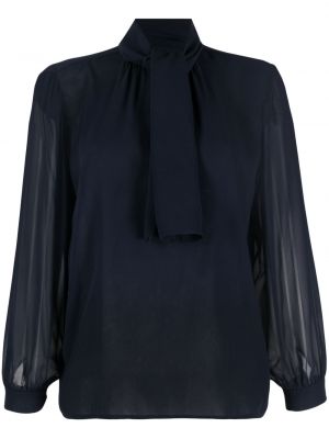 Průsvitný hedvábný top s mašlí Yves Saint Laurent Pre-owned