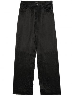 Pantaloni din satin cu croială lejeră Balenciaga negru