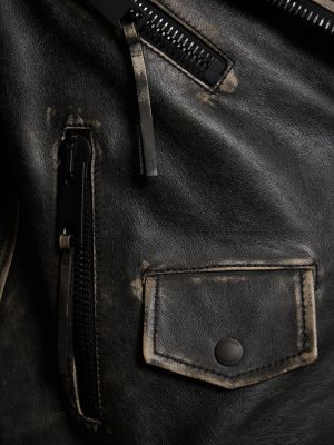 Oversize ādas jaka Off-white melns