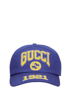 Памучна шапка с козирки Gucci синьо