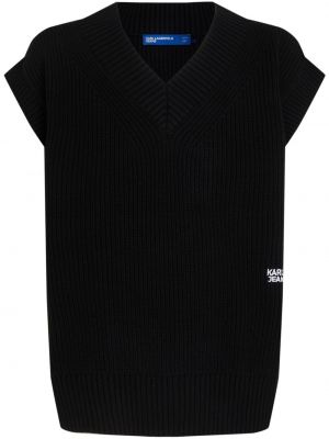 Bavlnená rifľová vesta s výšivkou Karl Lagerfeld Jeans