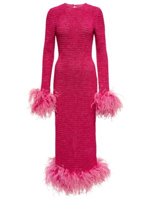 Миди рокля с пера Magda Butrym розово