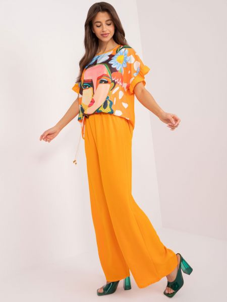Bluza kratki rukavi Fashionhunters narančasta