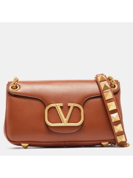Bolso cruzado de cuero Valentino Vintage marrón