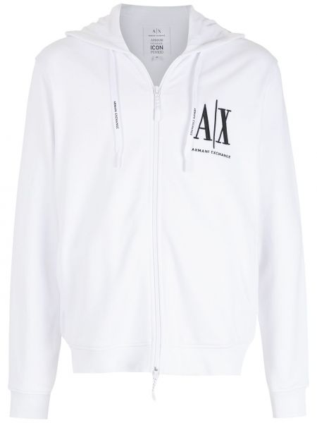 Zip brodert hettegenser Armani Exchange hvit