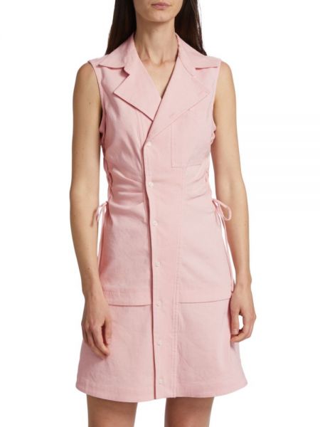 Льняное платье-рубашка Derek Lam розовое