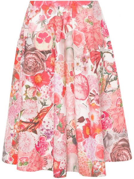 Růžové květinové midi sukně s potiskem Marni