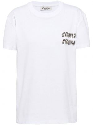 T-shirt en coton Miu Miu blanc
