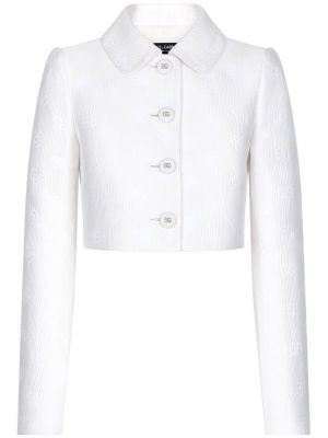 Πουπουλένιο μπουφάν ζακάρ Dolce & Gabbana λευκό