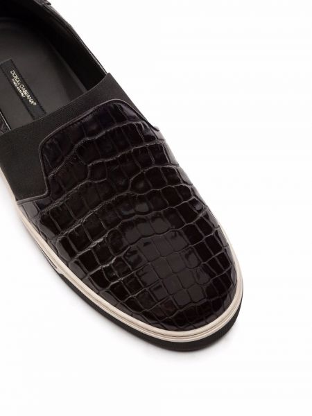 Dabīgās ādas kurpes slip on Dolce & Gabbana melns