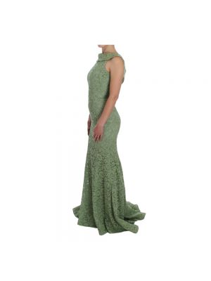Vestido largo de flores de encaje Dolce & Gabbana verde