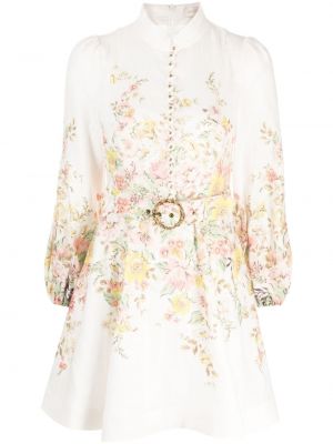Mini haljina s cvjetnim printom s printom Zimmermann bijela