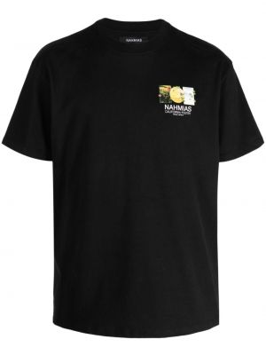 Bavlnené tričko s potlačou Nahmias čierna