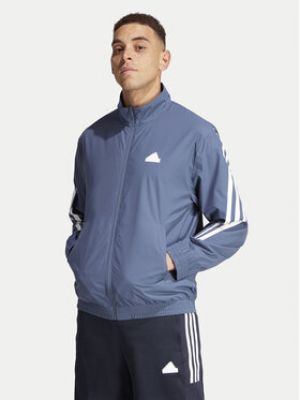 Sweat zippé à rayures large Adidas bleu