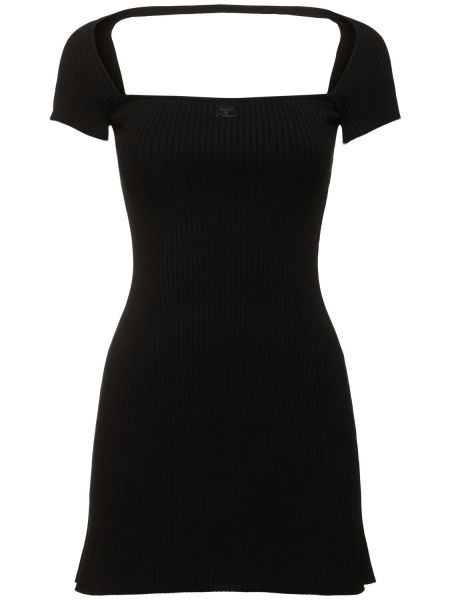Viskózové mini šaty Courreges čierna