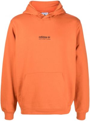 Kokvilnas kapučdžemperis ar apdruku Adidas oranžs