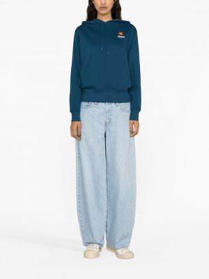 Geblümt fleece hoodie aus baumwoll Kenzo blau