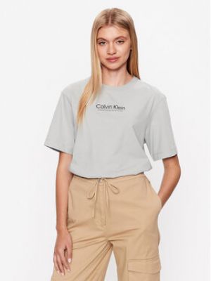 Серая футболка свободного кроя Calvin Klein