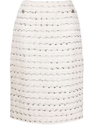 Midi φούστα tweed Chanel Pre-owned λευκό