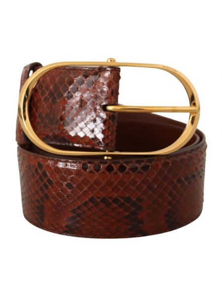 Cinturón de cuero con hebilla de estampado de serpiente Dolce & Gabbana
