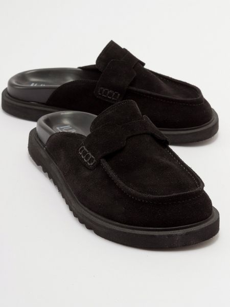 Kožne papuče od brušene kože Luvishoes crna