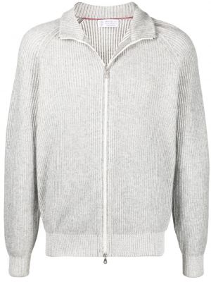 Cashmere strikkegenser med glidelås Brunello Cucinelli grå