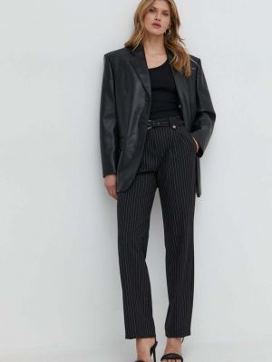 Proste spodnie z wysoką talią Versace Jeans Couture czarne