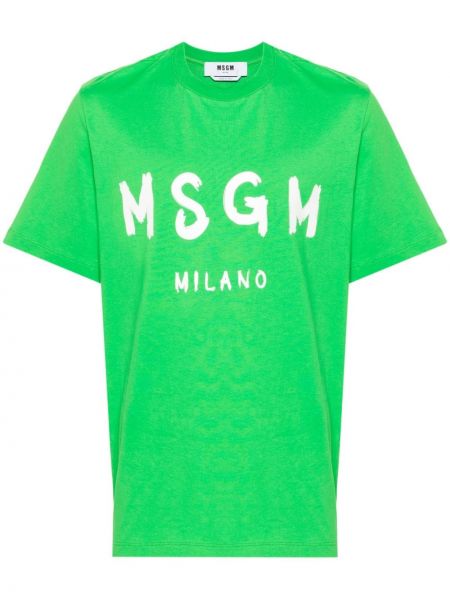 Kokvilnas t-krekls ar apdruku Msgm zaļš