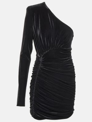 Mini robe en velours asymétrique Alexandre Vauthier noir