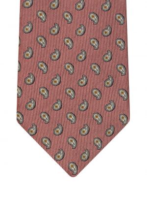Jedwabny krawat z wzorem paisley żakardowy Etro różowy
