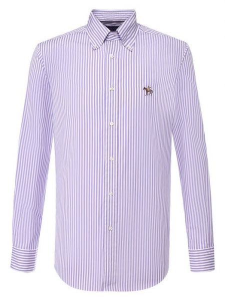 Пуховая хлопковая рубашка на пуговицах Ralph Lauren фиолетовая