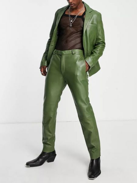 Кожаные брюки Bolongaro Trevor зеленые