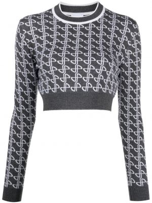 Žakardinis megztinis iš merino vilnos Patou pilka