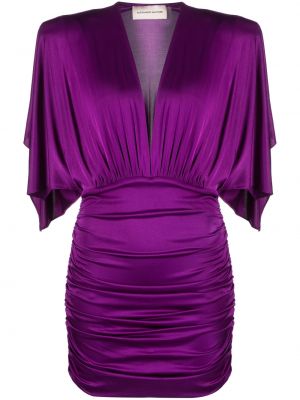 Koktejl obleka z v-izrezom Alexandre Vauthier vijolična
