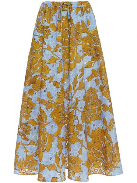Pamučni midi suknja s cvjetnim printom s printom La Doublej