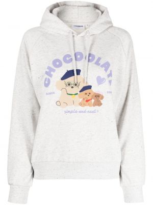 Pamučna hoodie s kapuljačom s printom Chocoolate siva